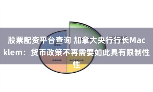 股票配资平台查询 加拿大央行行长Macklem：货币政策不再需要如此具有限制性